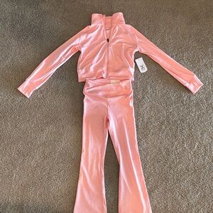 Girls pink lightweight ribbed matching set NWT S 7/8